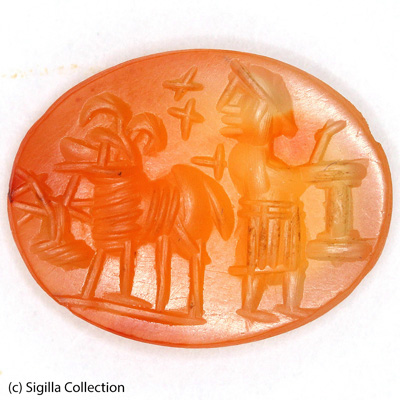 Sasanian Seals Priest with altar and ram