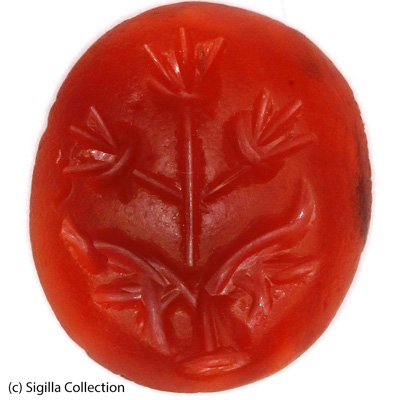 Sasanian Seals Plant with three flowers and two leaves