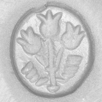 Sasanian Seals Three flowers above pair of ties