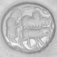 Sasanian Seals Mann behind two bulls