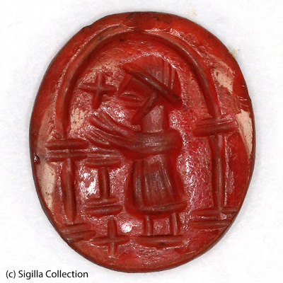 Sasanian Seals Priest with altar and cosses