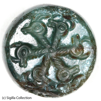 Sasanian Seals Whorl with six animal heads