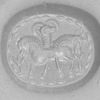 Sasanian Seals Two protomes of horses and head of ram