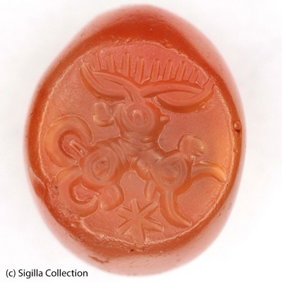 Sasanian Seals Whorl with three animal heads